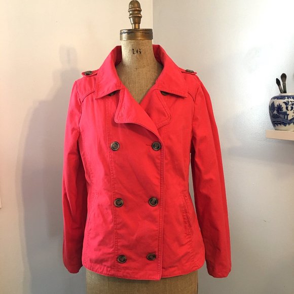 Vintage Gap Red Cotton Jacket, Double Breasted Pea Coat, Large, Y2K - Picture 2 of 13